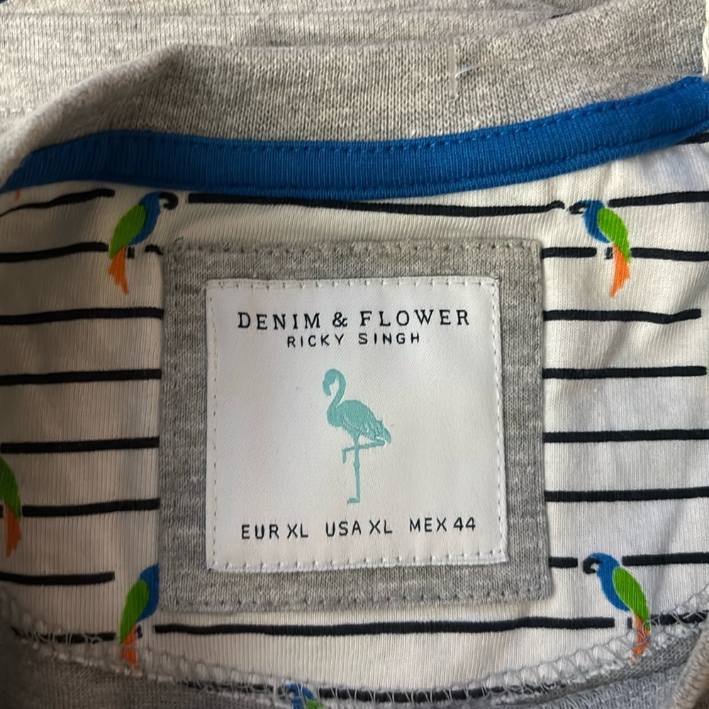 Denim & Flower Rock Singh Short Sleeve Grey T-Shirt - Picture 3 of 4